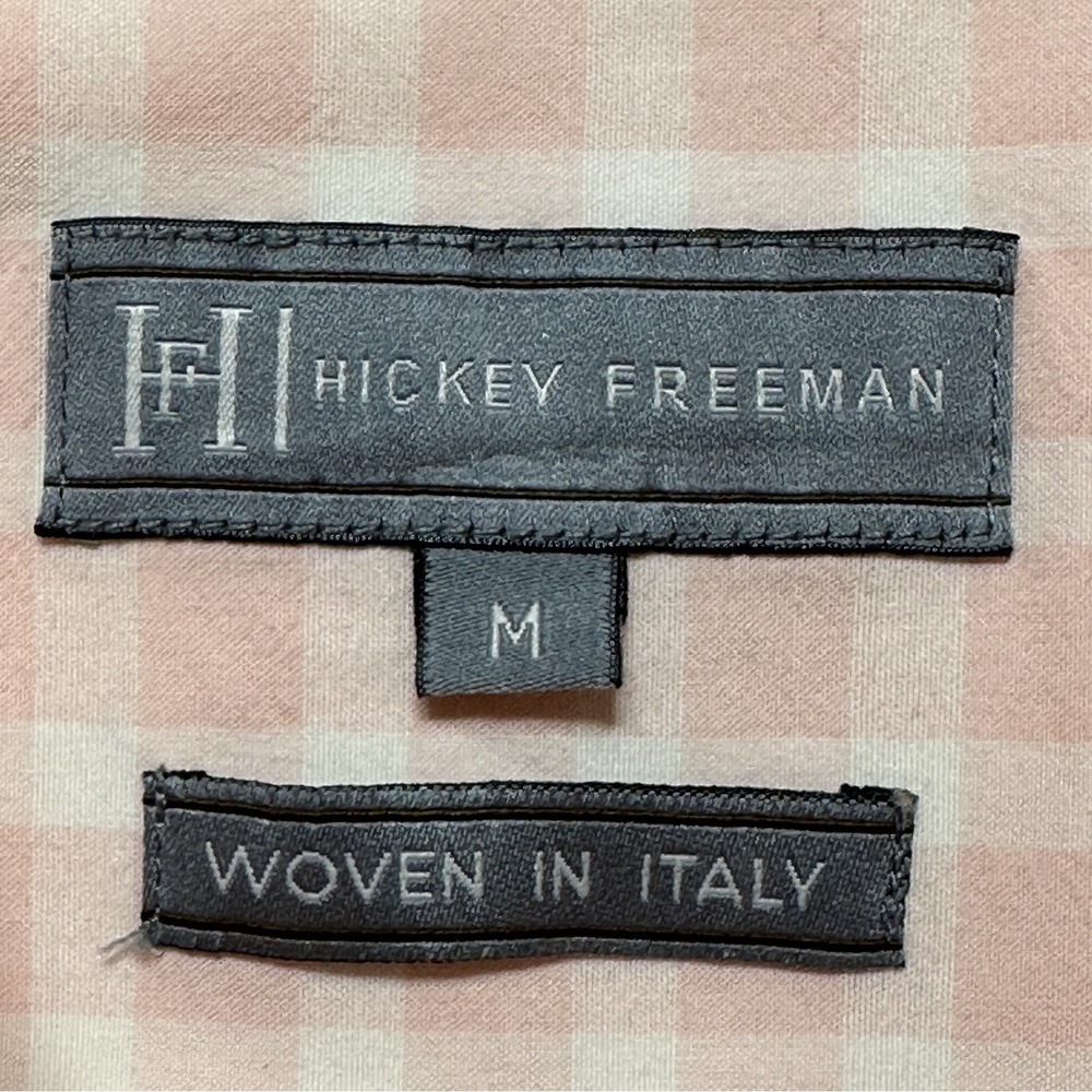Hickey Freeman Men's Shirt Size M Pink White Check Button Up Long Sleeve Pocket - Picture 3 of 7